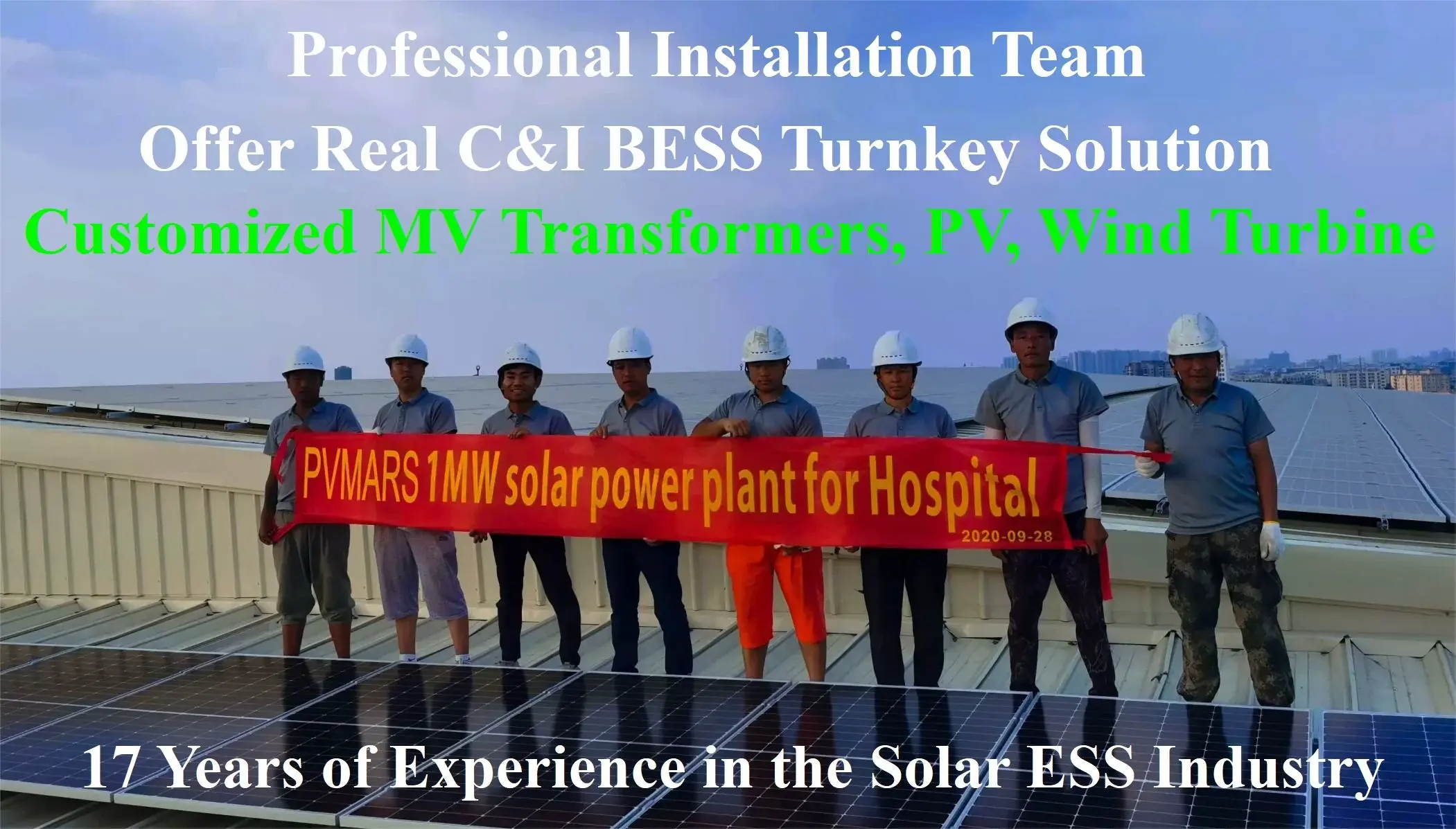 Solar power system installation team