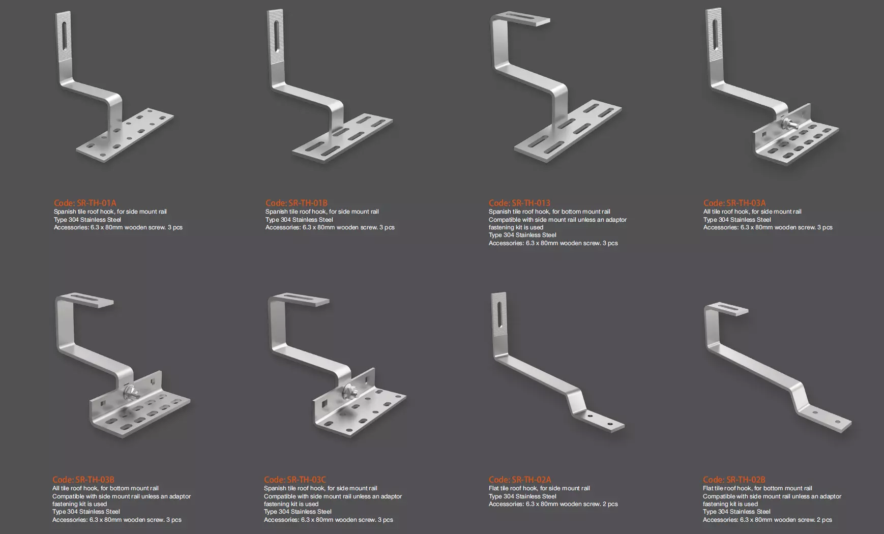 Tile Roof Hooks fixed solar panels