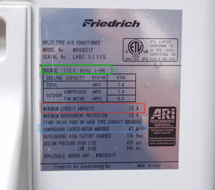 air-condiitoner-power-label