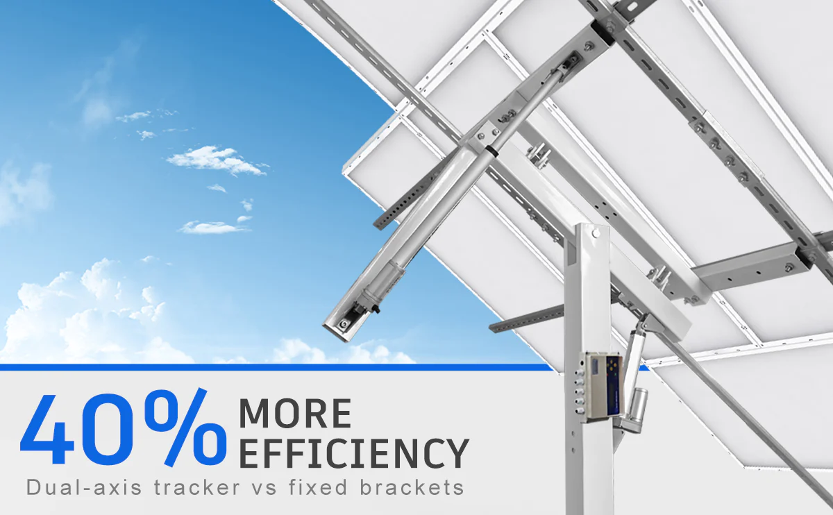 Dual Axis Solar Tracking System Auto Adjust improves 40%+ power