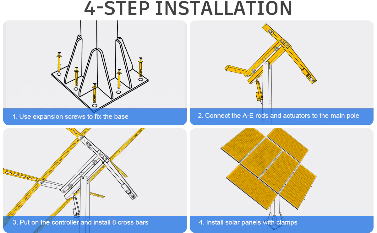 Dual axis solar tracking system installation details
