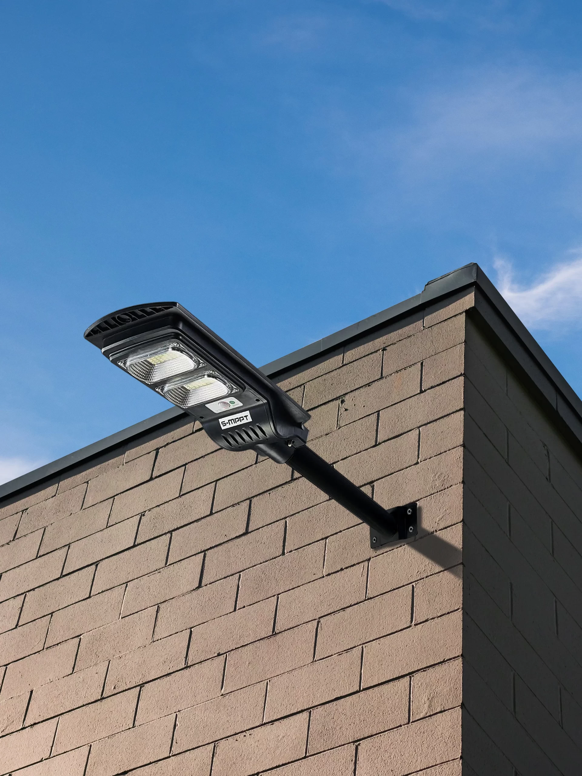 No need pole, the all in one solar lights can install on the wall