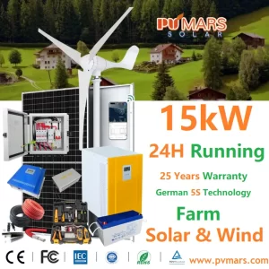 15kW Solar and Vertical Wind Turbine Hybrid System for Farm