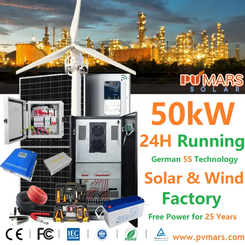 Hybrid 10kW-50kW Solar Wind Turbine Cost